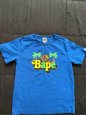 Bape Kids Unisex Royal Blue Tropical Logo Tee